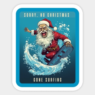 Santa Gone Surfing Sticker